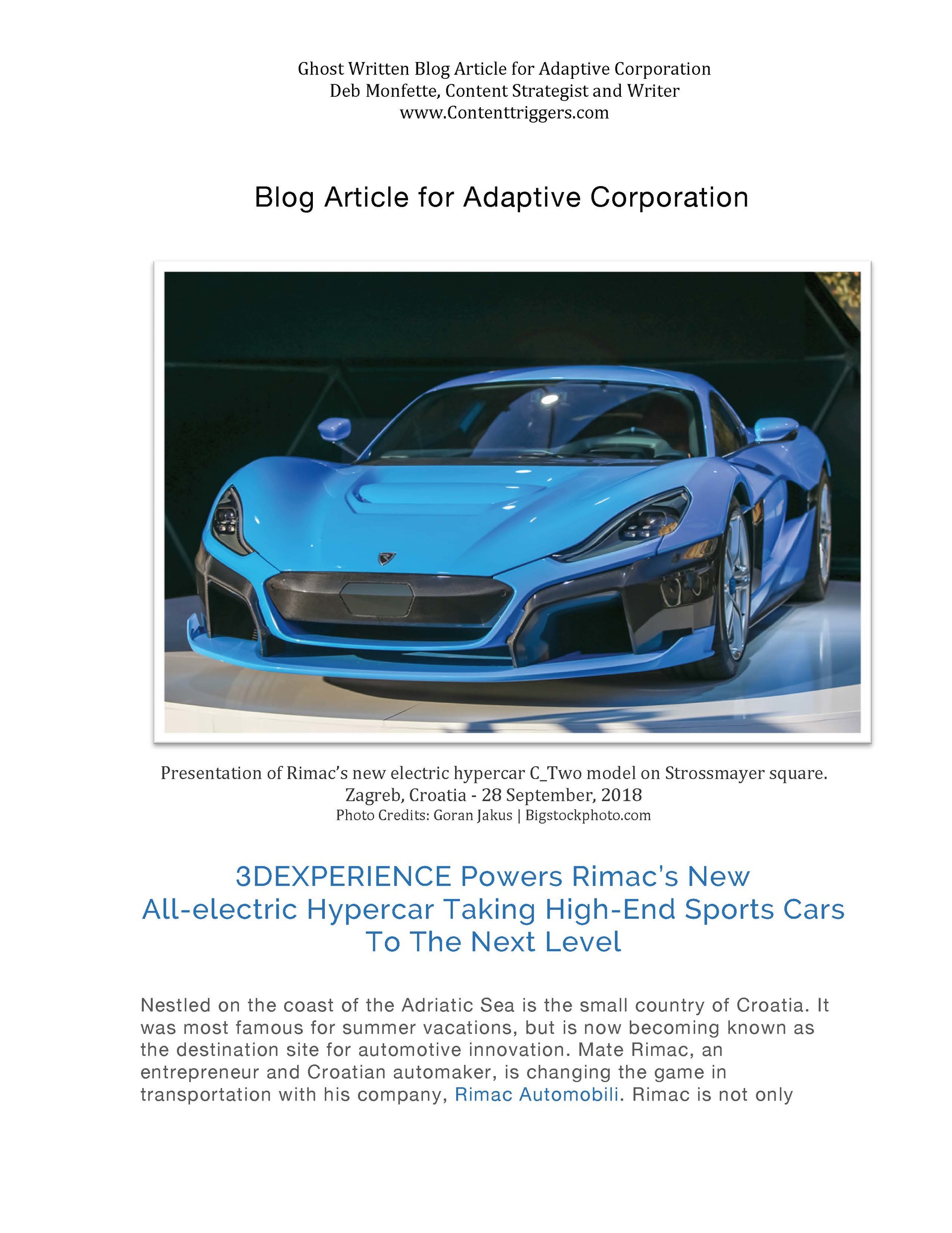 Rimac's New All-Electric Hypercar in Blue